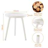 Round White Side Table, Tray Nightstand Coffee End Table for Living Room, Bedroom,