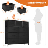 NCH2-9BC-SW-BK, 9 Drawers, Black