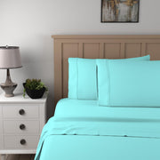 Organic 100% Cotton Twin Turquoise Sheet Set, 300 Thread Count Percale Weave Sheets