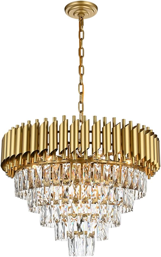 Light Modern Round Crystal Chandelier Lights, 5 Tiers Luxury Pendant Ceiling Light