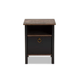 Baxton Studio Vaughan Two-Tone Rustic Brown and Black Finished Wood Nightstand