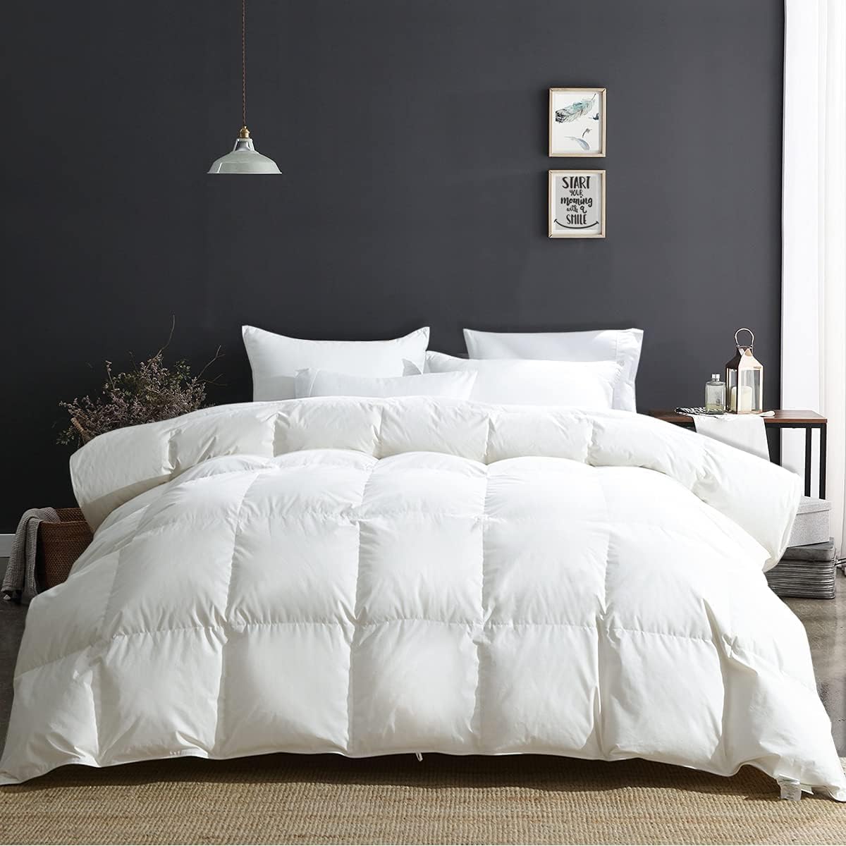 Super King Luxury 100% Organic Cotton All Season Feathers Down Comforter 750 Fill Power Medium Warmth