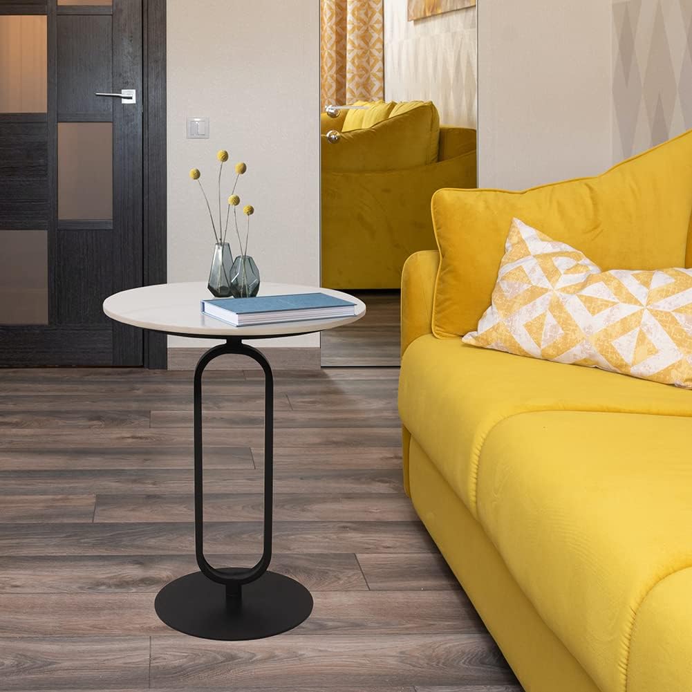 Side Table with Marble Top Metal Pub Bar Round Table Modern Sofa Side End Table Coffee