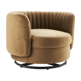 Modway Embrace Swivel Chair, Black Cognac