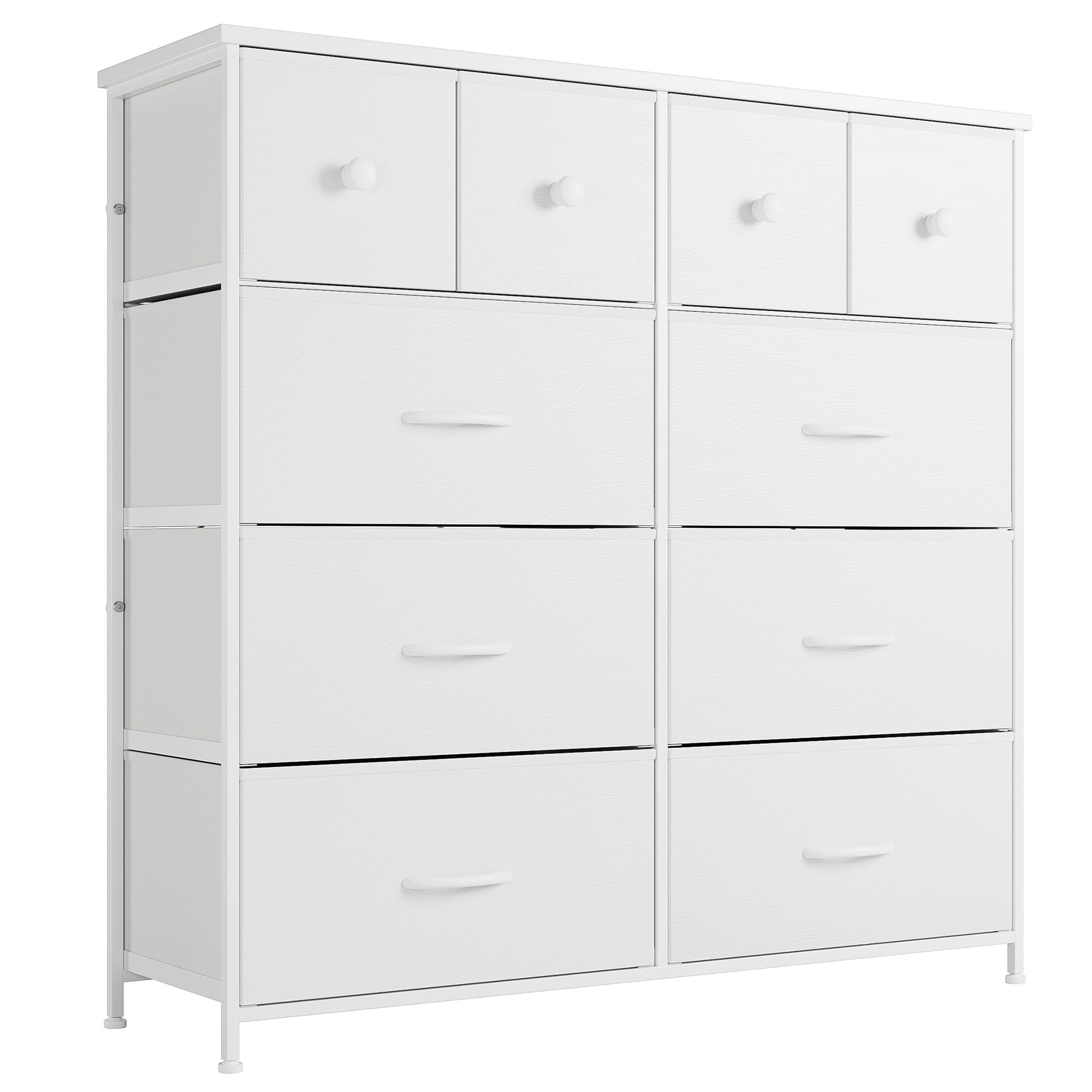 White Dresser, Dresser for Bedroom with 10 Drawers, Storage Drawer Organizer