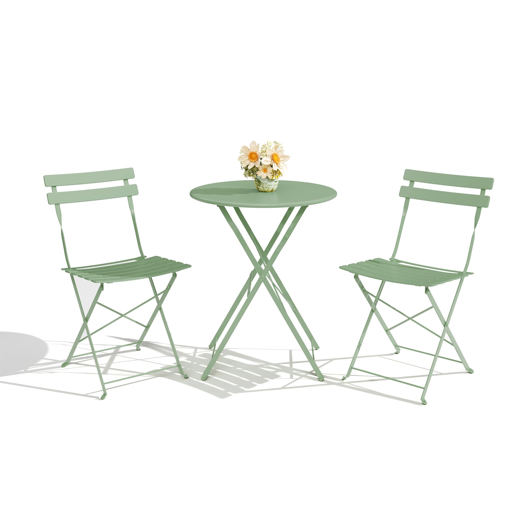 Folding Bistro Set, Foldable Patio Furniture Set with Premium Frame