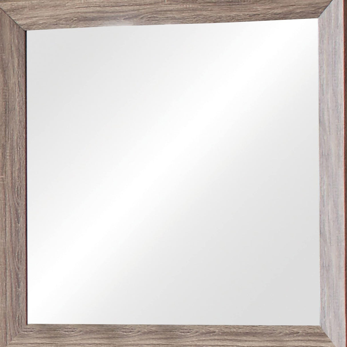 Benjara Mirror with Rectangle Wooden Frame and Washed Look, Brown