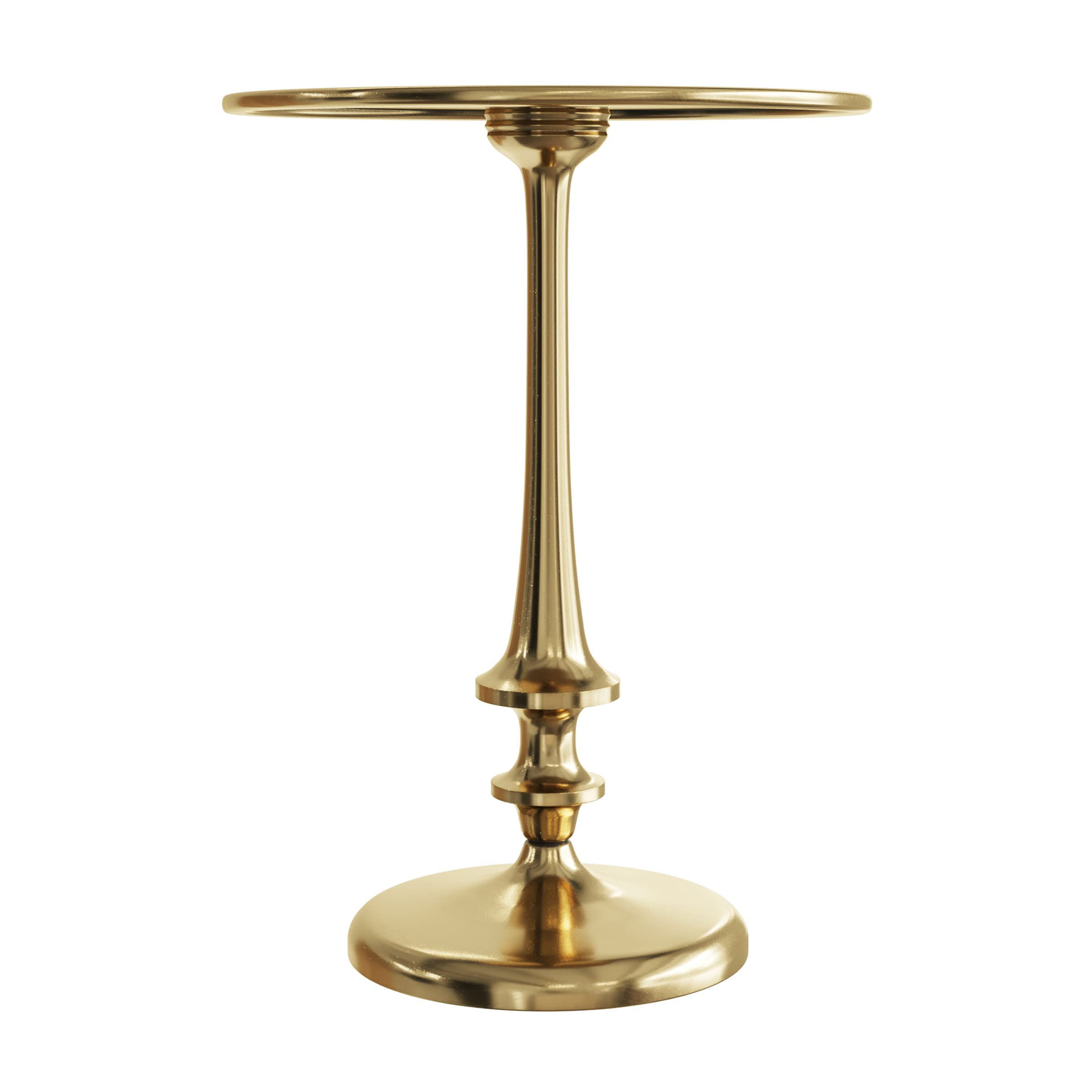 Side Table - Iron Pedestal Table with Antiqued Brass Finish for Couch