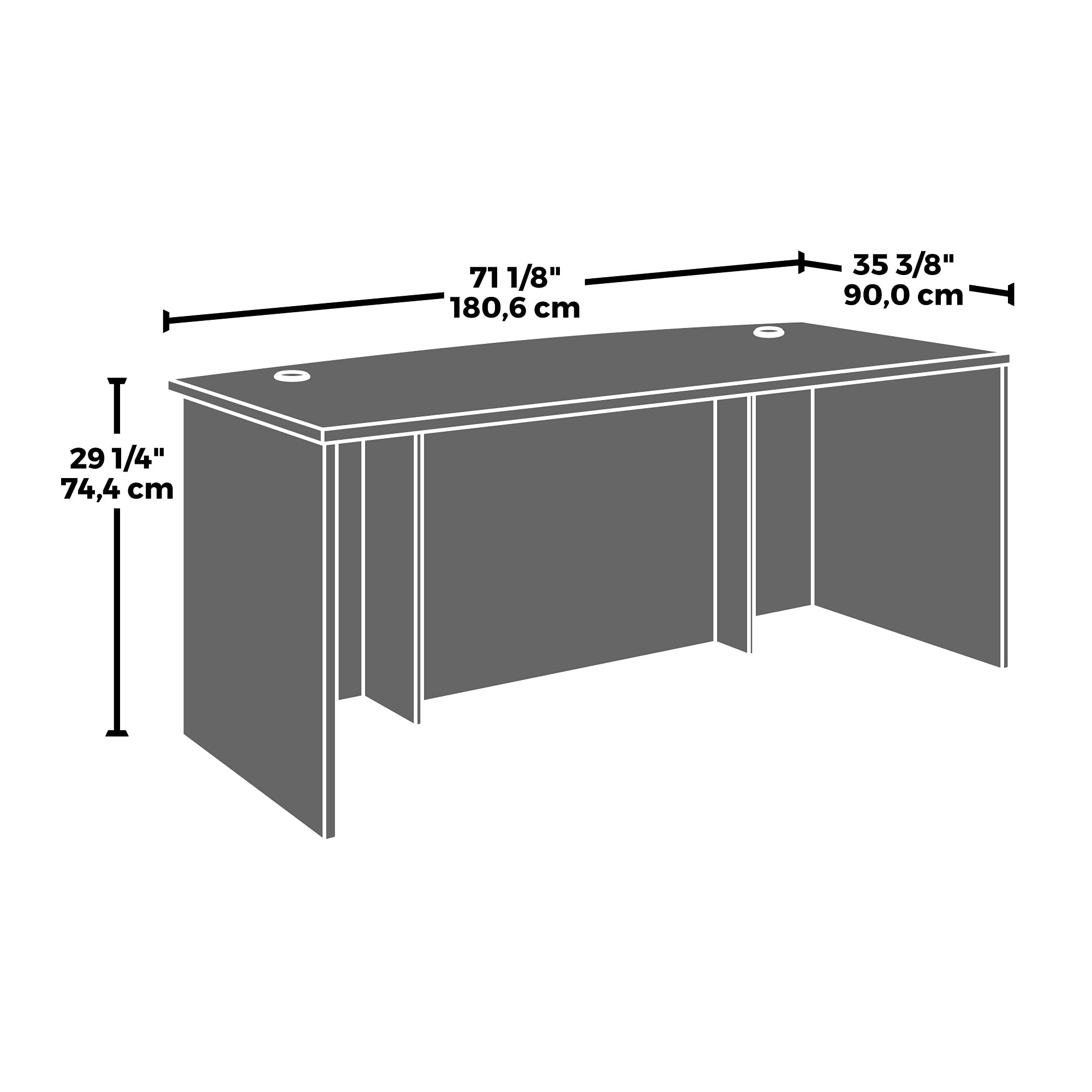 OfficeWorks by Sauder Affirm 72" Bowfront Commercial Exec Desk