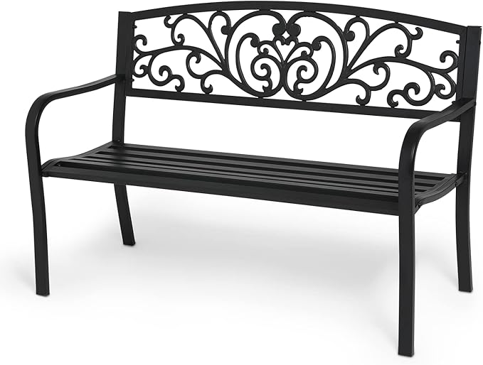 Outdoor Bench Garden Patio Porch Furniture Aluminum Lightweight Sturdy 50 inch Bench