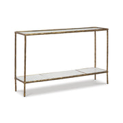 Ryandale Console Table - Glass Top with Marble Shelf, 52" Antique Brass