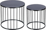 Outdoor Side Table Set of 2, Metal Circle Accent End Tables for Balcony Backyard Garden