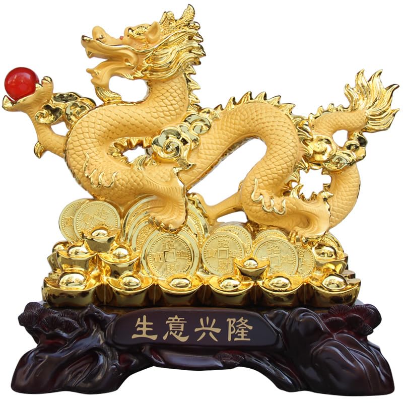 Large 17.8 Inch Chinese Statue Sculpture Dragon Ornament Figurines Feng Shui Decor