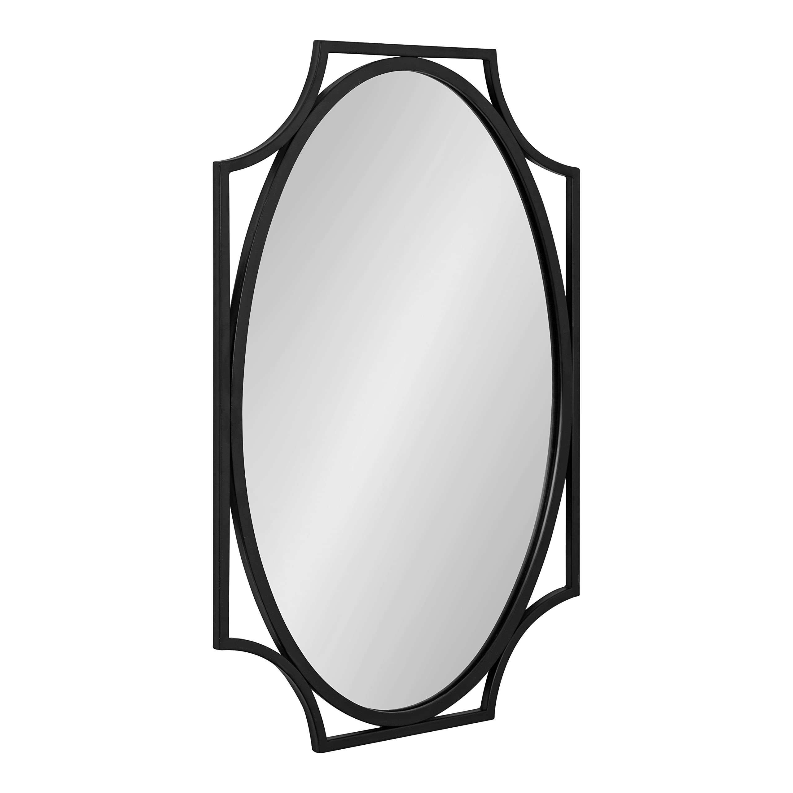 Rateau Modern Scalloped Oval Wall Mirror, 20 x 30, Black, Decorative Wall Decor