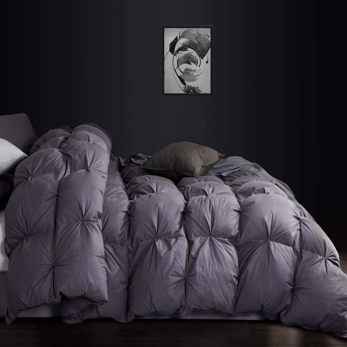 All-Season Luxurious Goose Down Comforter King Size Duvet Insert, Premium Pinch Pleat