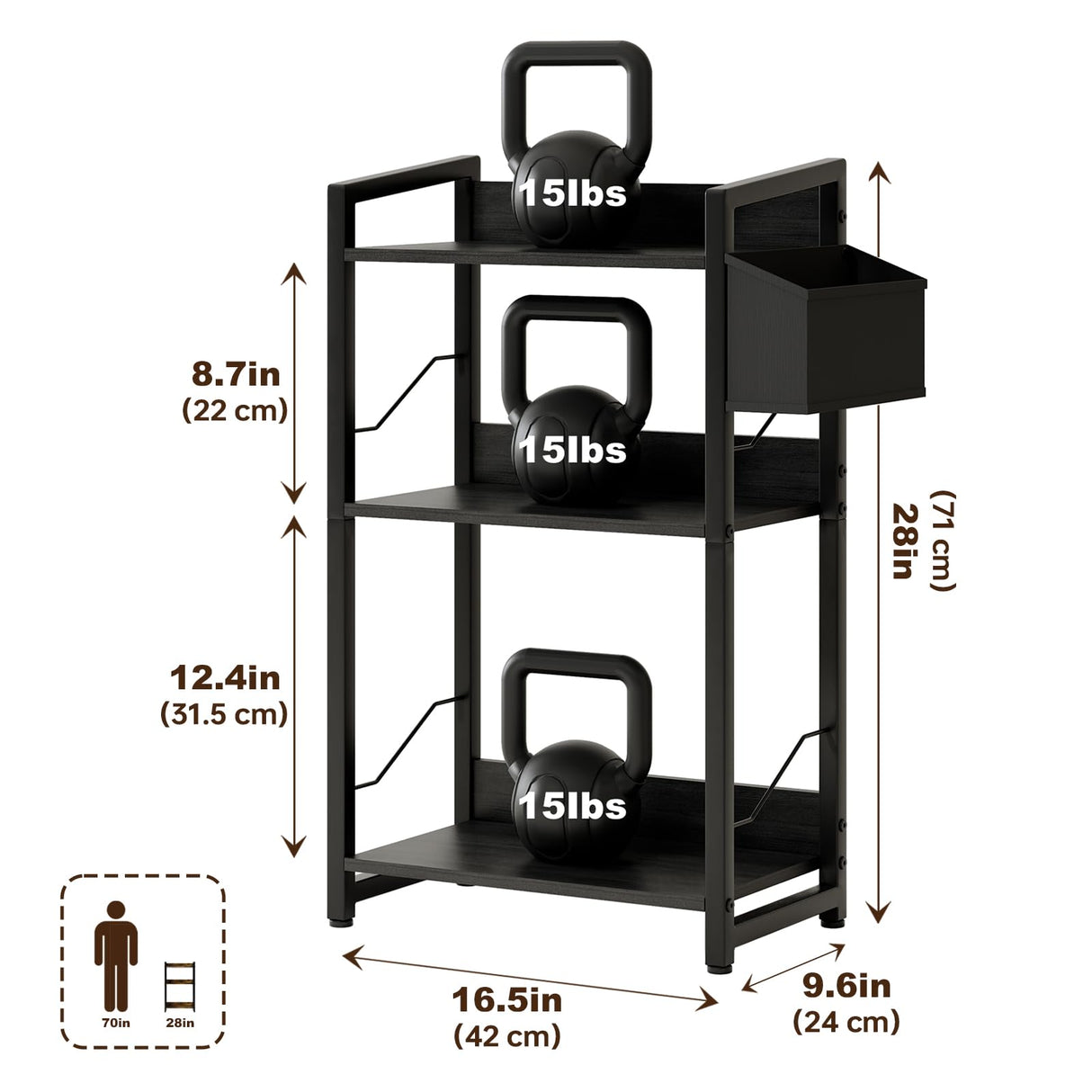 Small Bookshelf, 3 Tier Wood Book Shelf with Drawe, Small Bookshelf for Small Spaces, Industrial Narrow Bookcase Storage Organizer for Living Room, Bedroom, and Home Office (Black, 3 Tier)