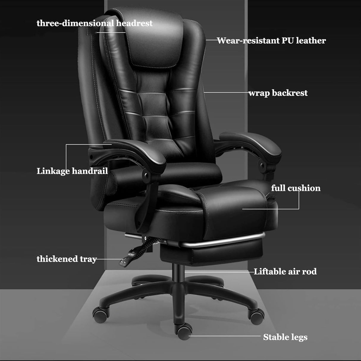 Computer Office Chair, Swivel Task Chair with Foot Rest, Headrest and Lumbar Support