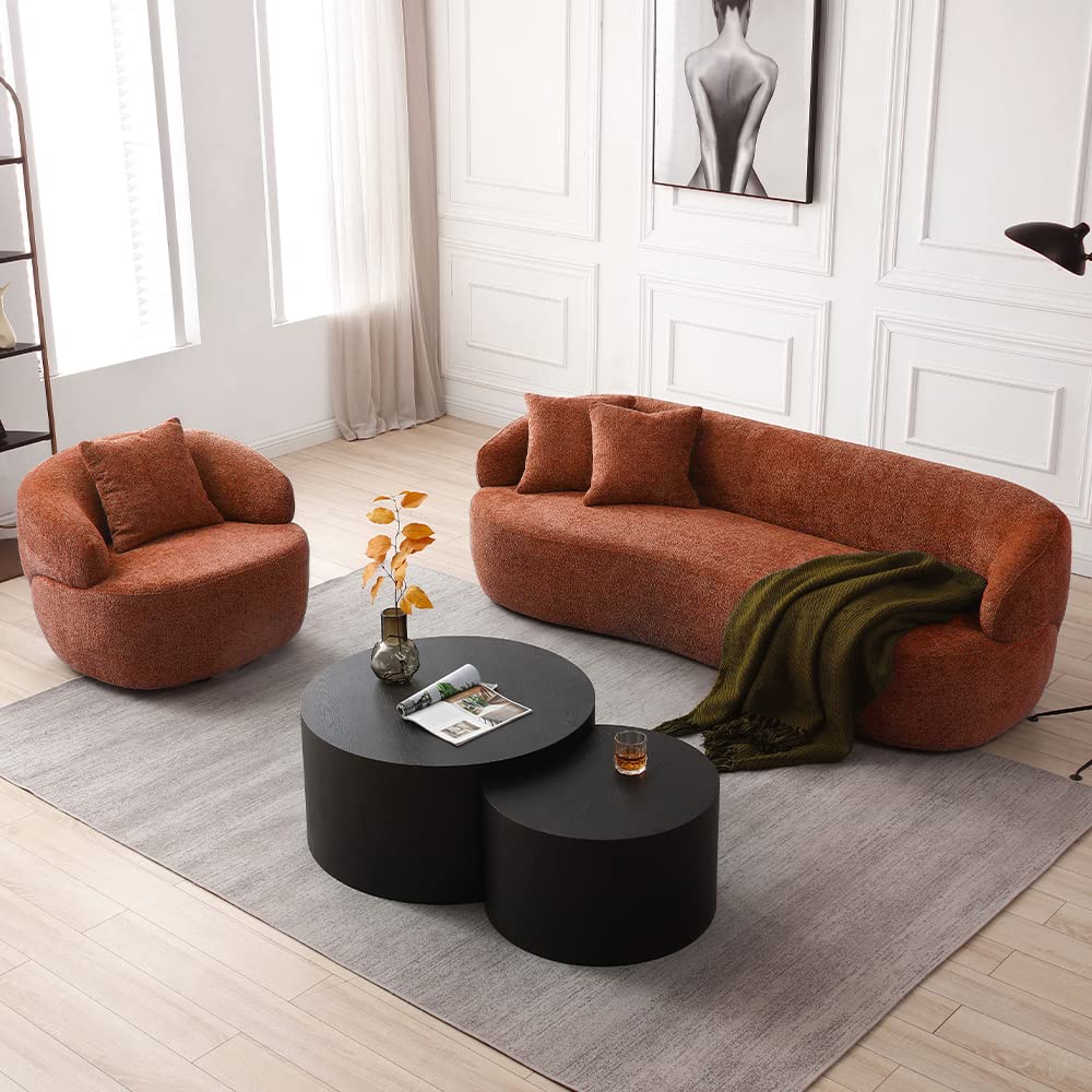 86" Curved Sofa, Modern Upholstered Boucle Curved Couch