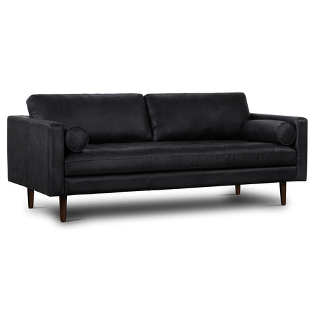 Napa 88.5” Sofa in Full-Grain Semi-Aniline Italian Tanned Leather, Onyx Black