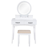 Makeup Vanity Desk with Round Mirror and Lights,White Vanity Makeup Table