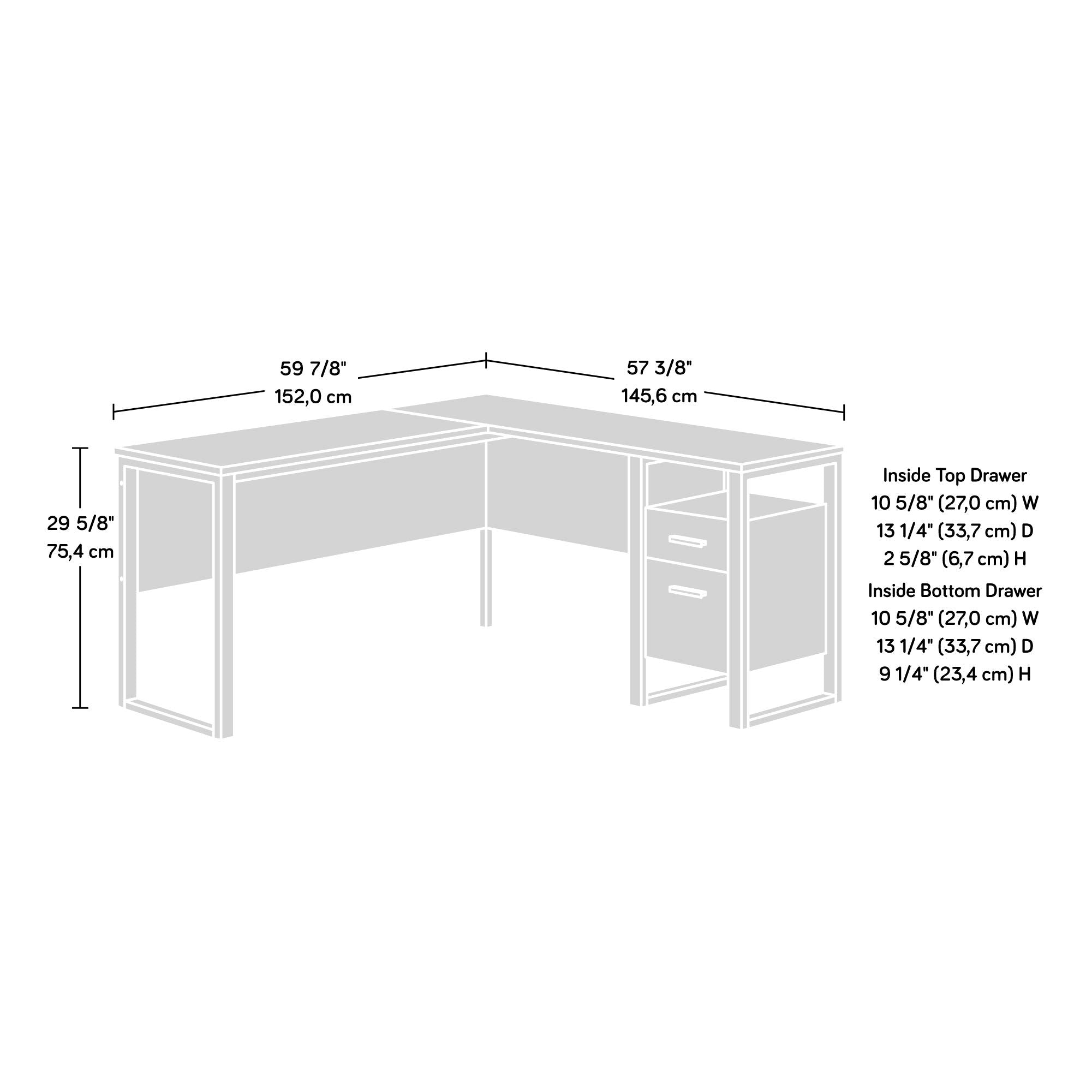 L-Desk, L: 59.84" x W: 57.32" x H: 29.65", Blade Walnut Finish