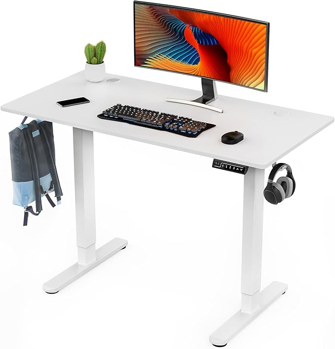 Electric Standing Desk, 40 x 24in Adjustable Height Electric Stand up Desk Standing Computer Desk Home Office Desk Ergonomic Workstation with 3 Memory Controller, Bamboo Texture