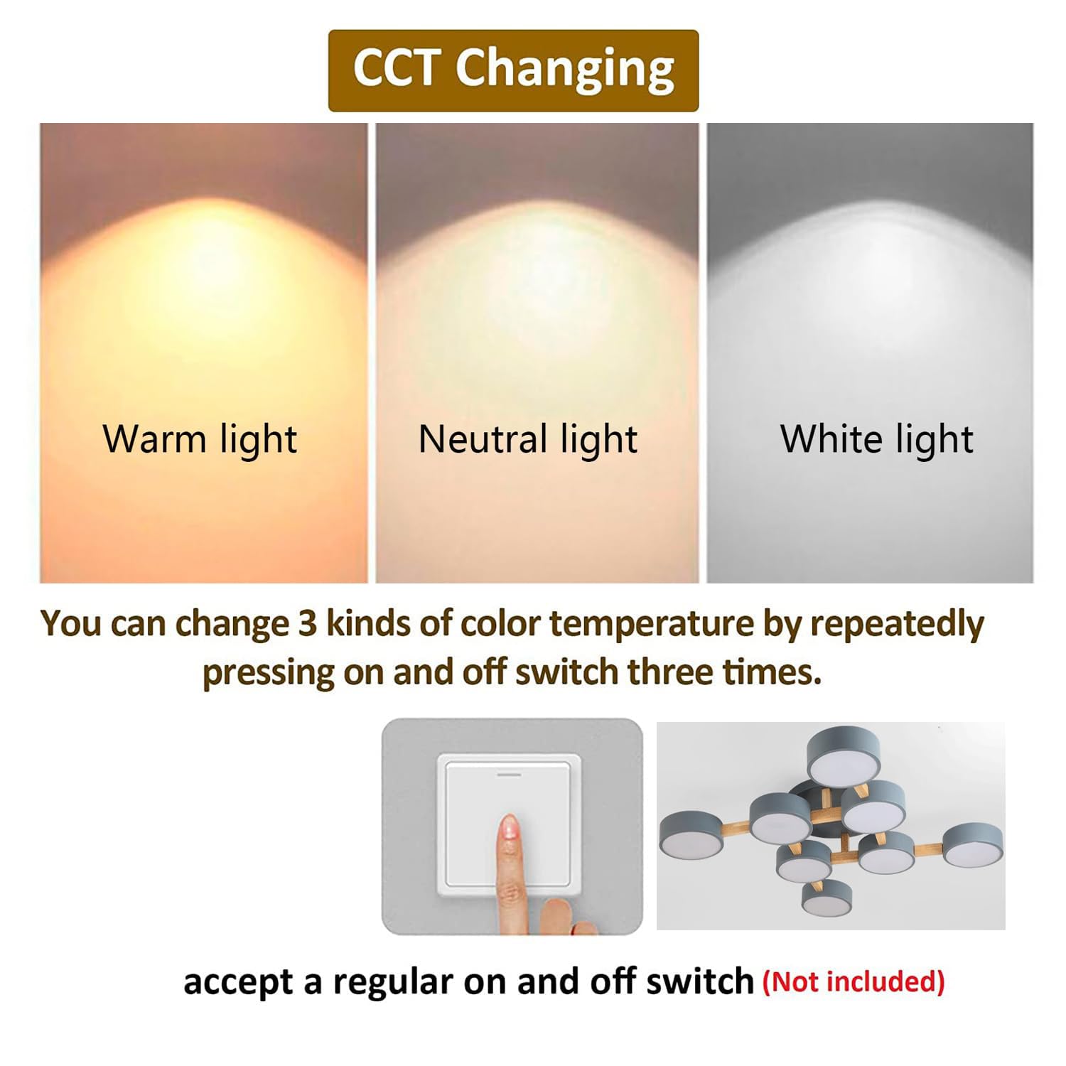 44-Inch LED Ceiling Light Fixture - 8-Light Modern Flush Mount Chandelier