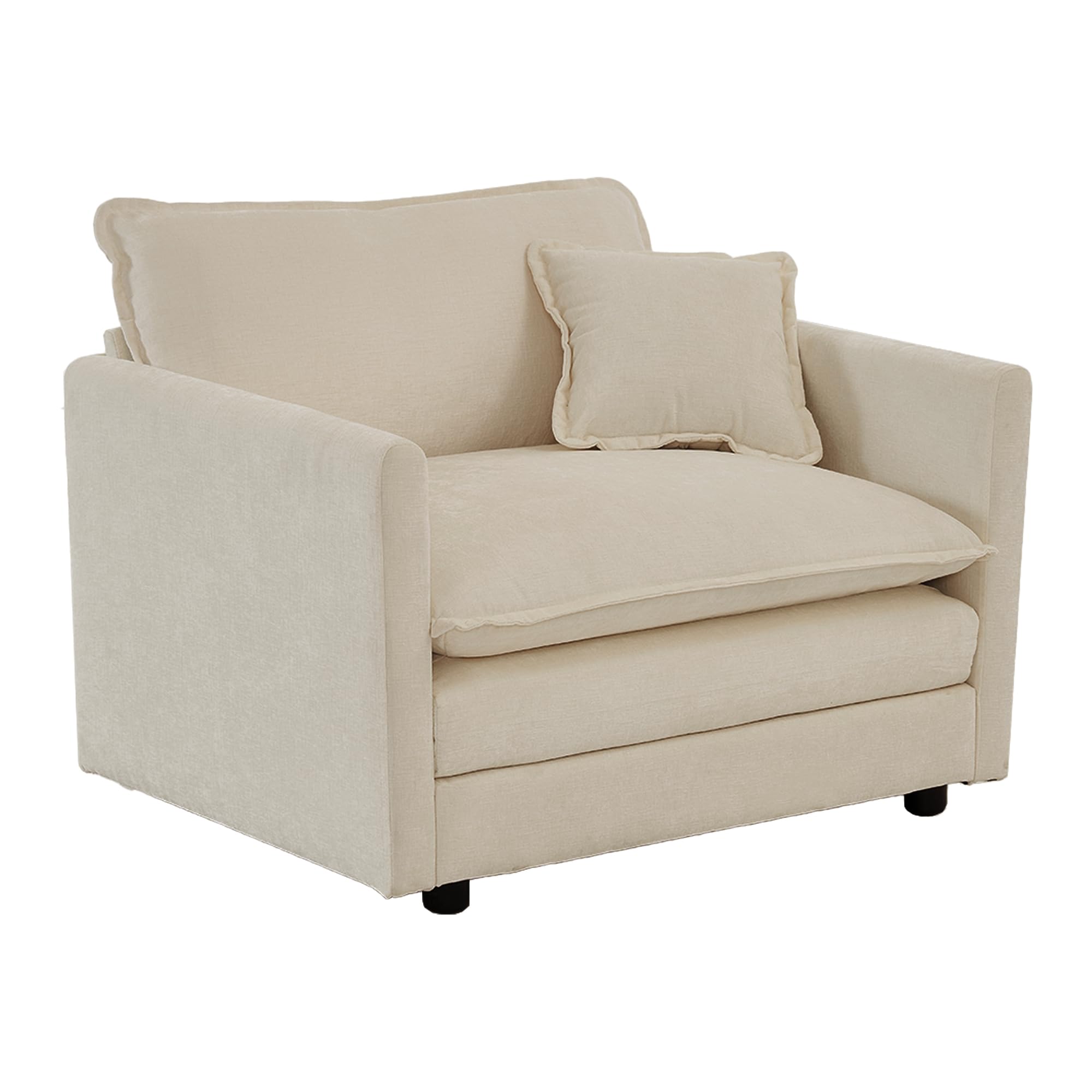 Comfy Chenille Upholstered Accent Chair with Movable Ottoman