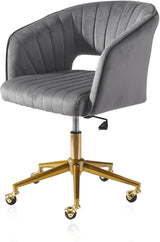 Velvet Home Office Chair, Modern Swivel Desk Chair with Gold Base, Round Solid Wheel,