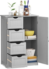 Bathroom Floor Cabinet, Freestanding Storage Cabinet with 4 Drawers & Single Door,