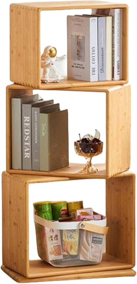 Rotating Bookshelf, 360 Rotating Bookshelf, Detachable Rotating Bookshelf, Wood Narrow Book Shelf Organizer for Home Office,Bedroom, Living Room, Kitchen