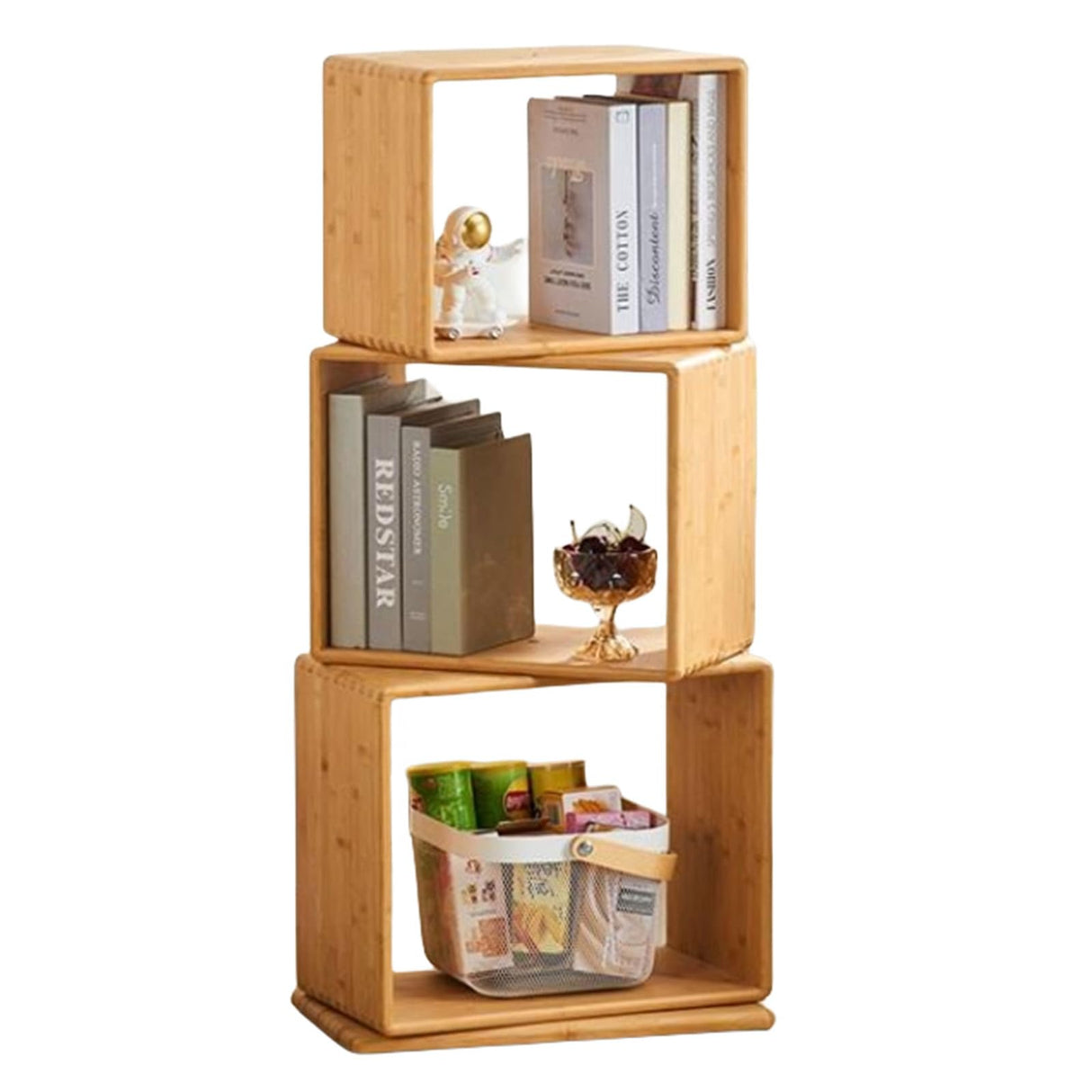 Rotating Bookshelf, 360 Rotating Bookshelf, Detachable Rotating Bookshelf, Wood Narrow Book Shelf Organizer for Home Office,Bedroom, Living Room, Kitchen