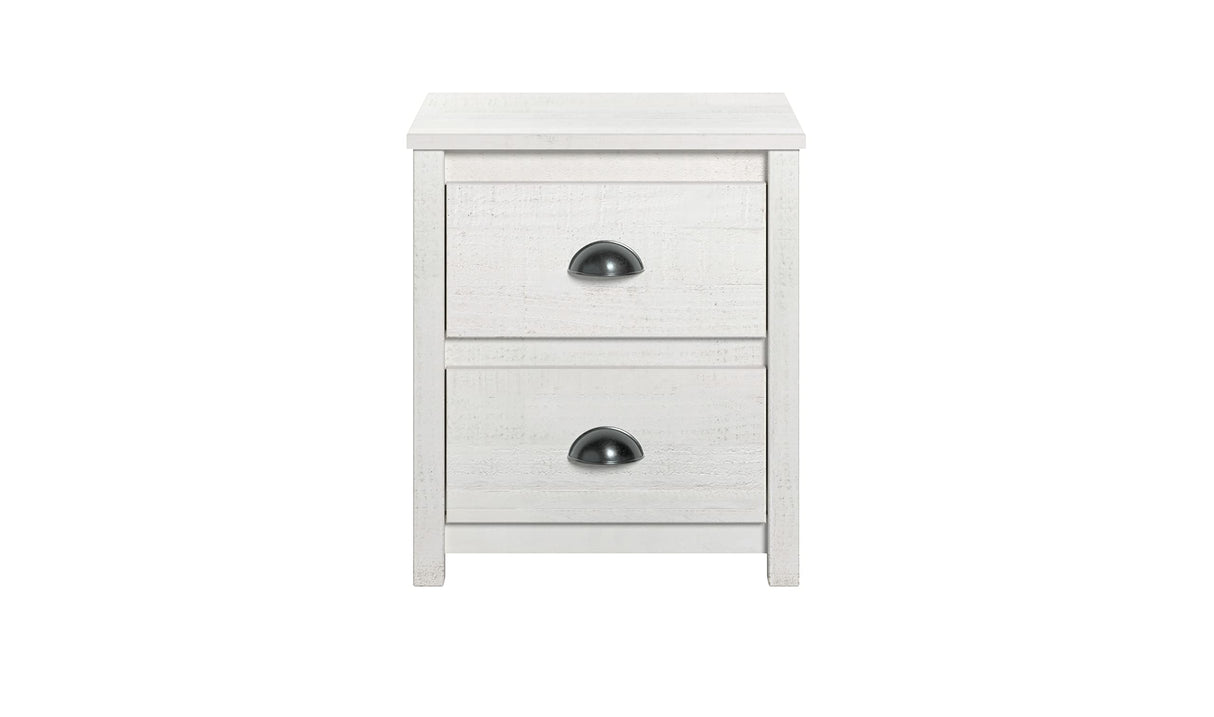 Hampton 2 Drawer Solid Wood Rustic Nightstand - Coastal White Finish