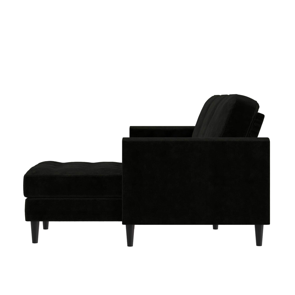 CosmoLiving Strummer Reversible Sectional Couch, Black Velvet Sofa (DA038-BK)