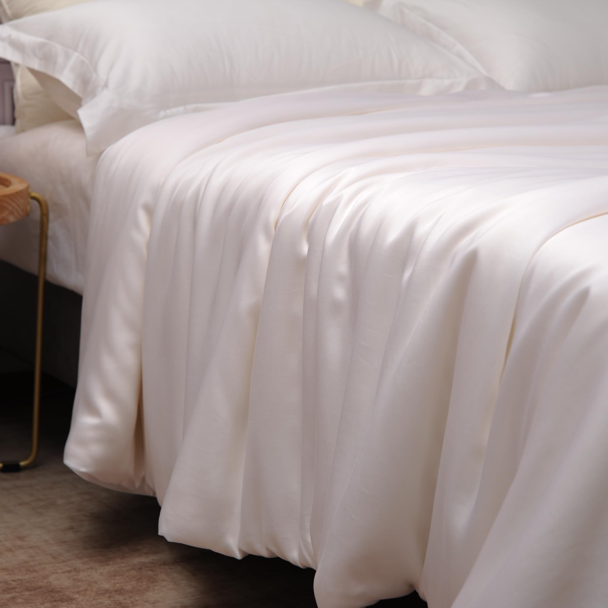 Silk Filled Comforter for All Season, Detachable Tencel Duvet Cover for Easy Care