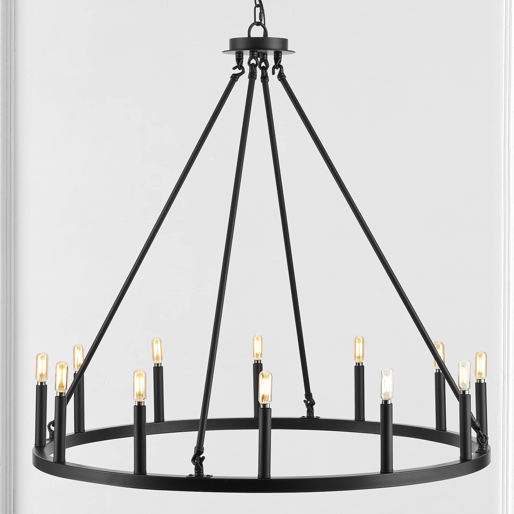 JYL7497A 36" 12-Light Gio Iron Farmhouse Classic Industrial Ring LED Chandelier