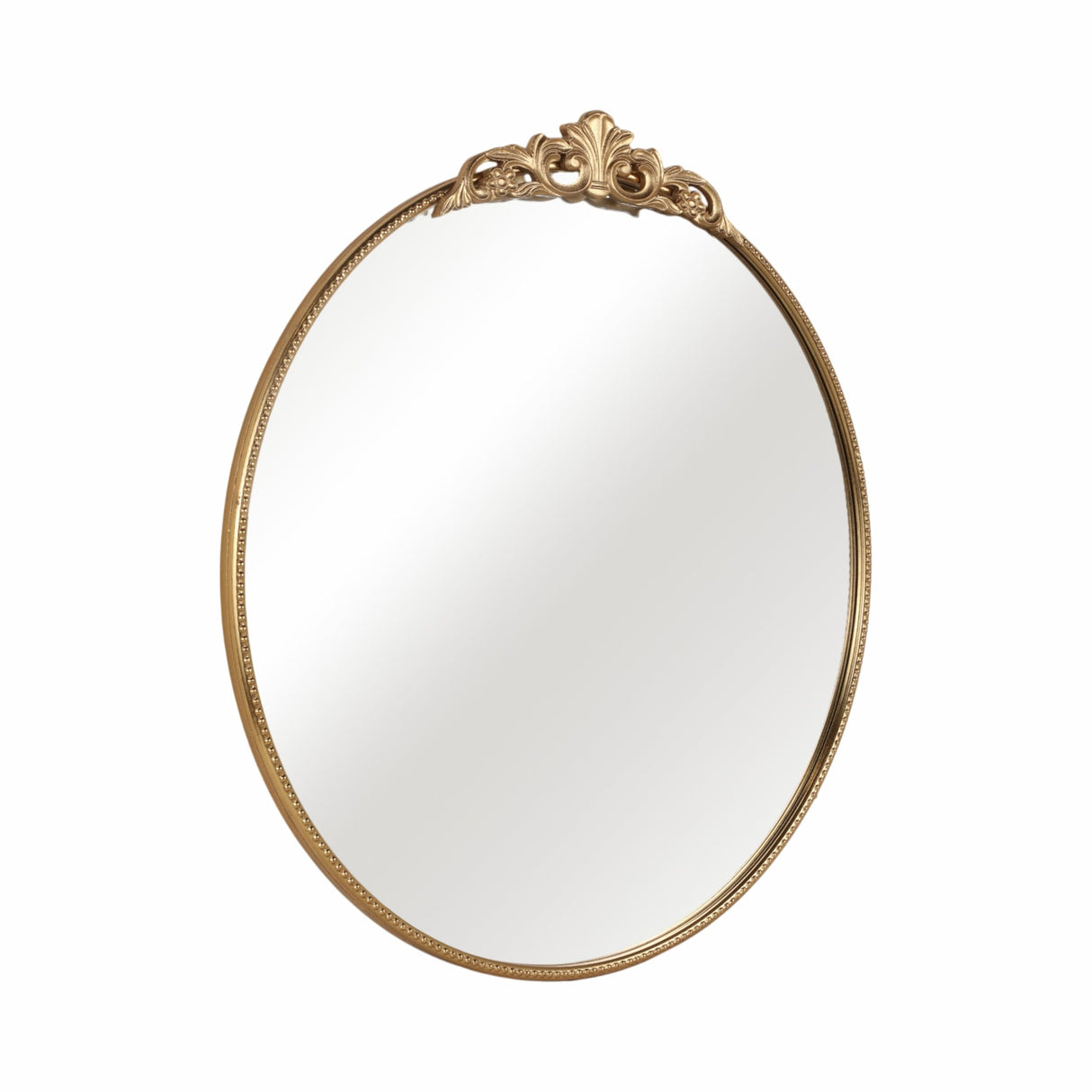 36" Fleur Applique Round Mirror in Gold