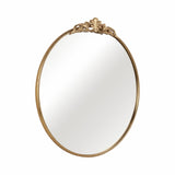 36" Fleur Applique Round Mirror in Gold