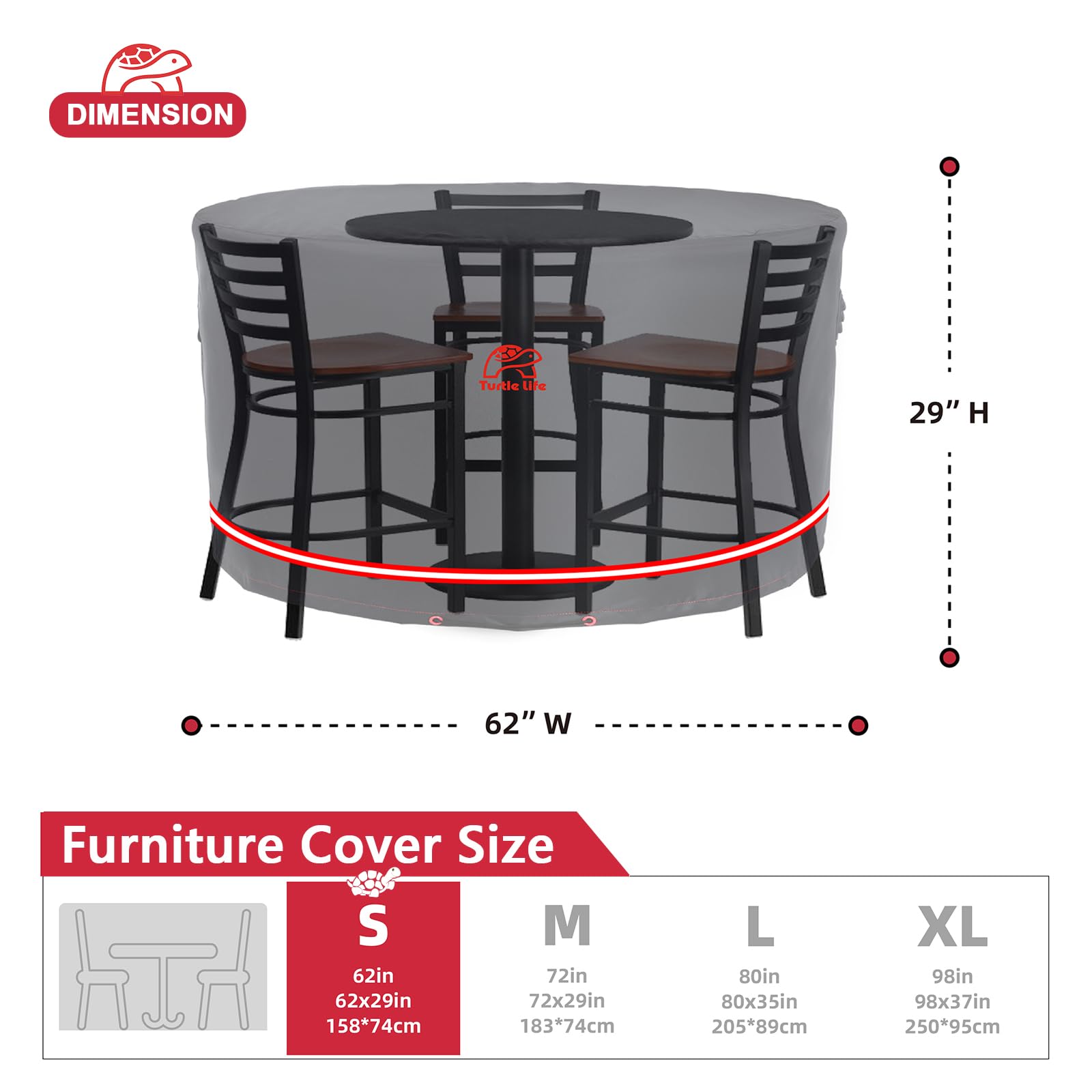 Patio Furniture Sets Cover, Heavry Duty Round Outdoor Dinning Table and Chairs Cover