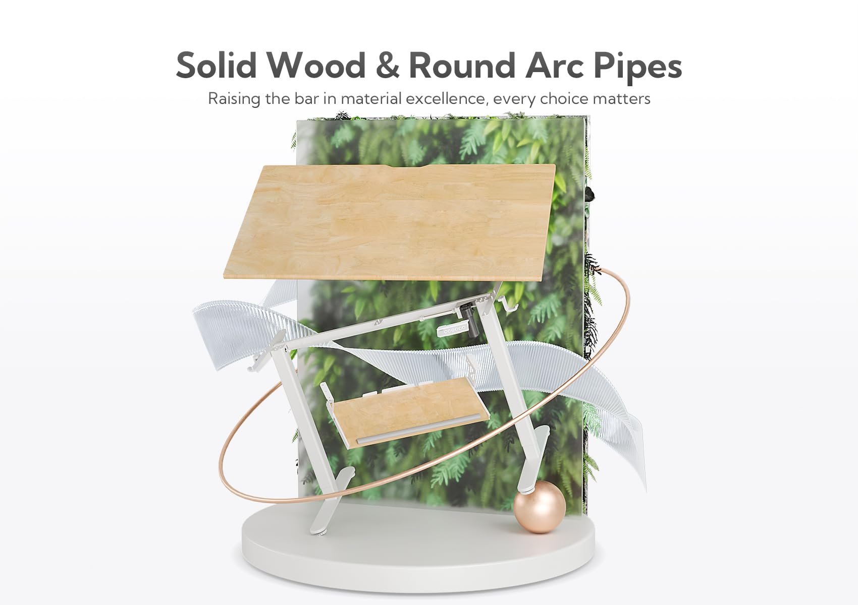 Electric Standing Desk, Solid Wood Adjustable Desk with Keyboard Tray,