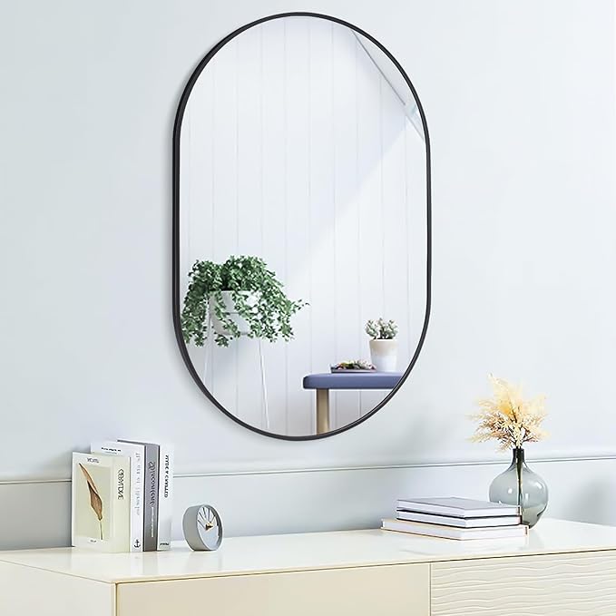 47x14 Mirror Full Length Back Door Hanging or Wall Mounted Aluminum Metal Frame Arch Mirrors for Entryway Bedroom Bathroom Dressing Living Room 47 14 inch Black