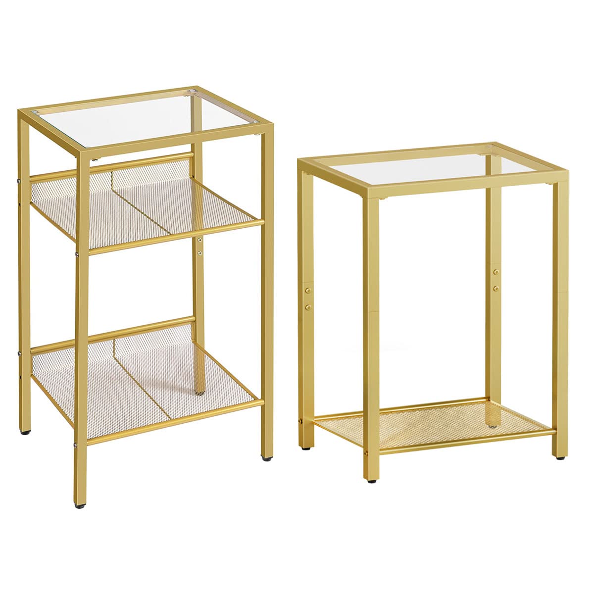 Tall End Table and Side Table Bindle, Tempered Glass Telephone Table