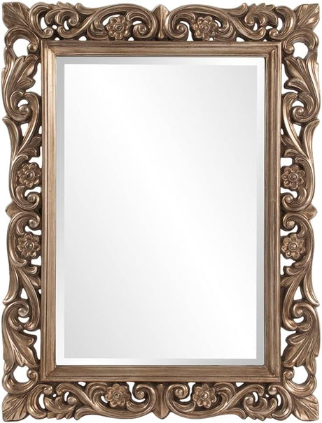 Rectangular Hanging Wall Mirror, Scroll Work Frame