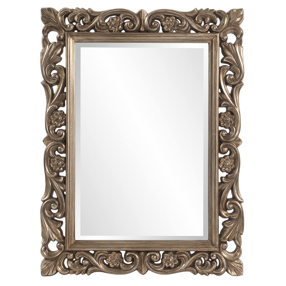 Rectangular Hanging Wall Mirror, Scroll Work Frame