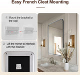 Silver Metal Bathroom Mirror, 24x40 Inch Rectangular Bathroom Sink Mirror,