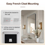 Silver Metal Bathroom Mirror, 24x40 Inch Rectangular Bathroom Sink Mirror,