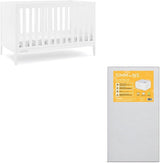 Hayes 4-in-1 Convertible Crib, Bianca White + Simmons Kids Silver Nights Dual Sided 2