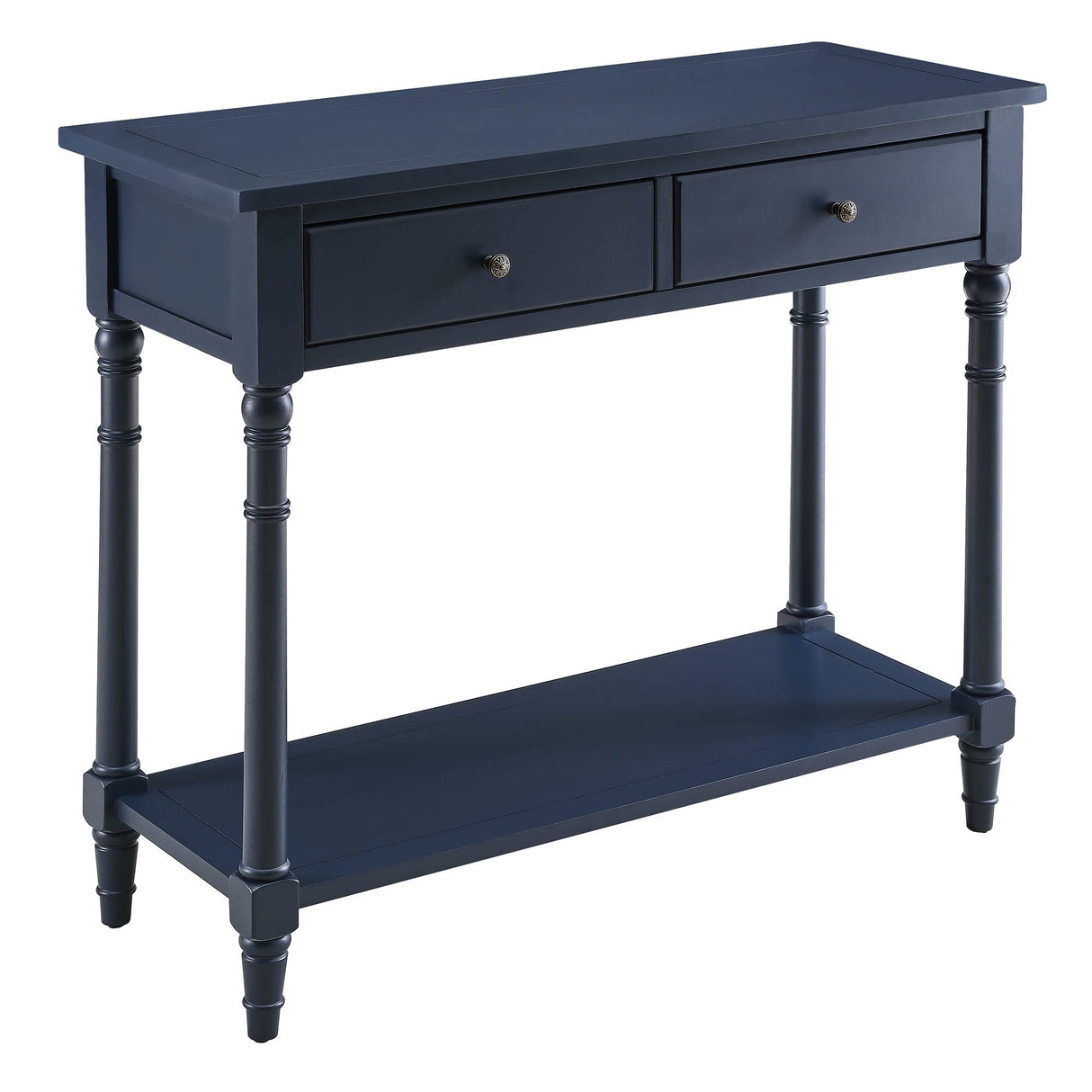 Solid Wood Console Entry Table with 2 Drawers, Accent Sofa Table with Storage Shelf