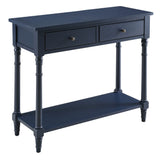 Solid Wood Console Entry Table with 2 Drawers, Accent Sofa Table with Storage Shelf