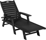 Outdoor Chaise Lounge Chair Set of 2 with Wheels & Cup Holder